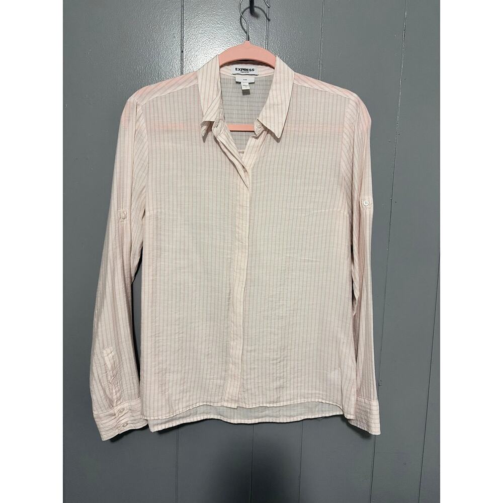 Express Pikk Striped Portofino Slim Button-down Lightweight Office Shirt S